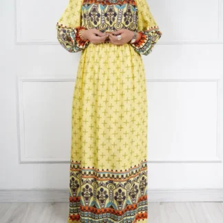 پیراهن ساحلی حاشیه دار بلند شماره 5